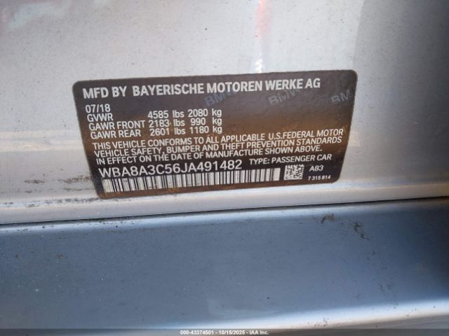 2018 BMW 320I WBA8A3C56JA491482 Photo 8