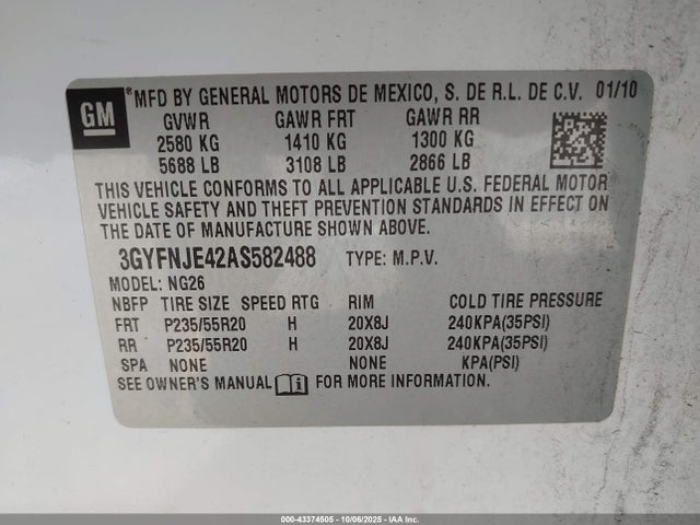 2010 CADILLAC SRX 3GYFNJE42AS582488 Photo 8