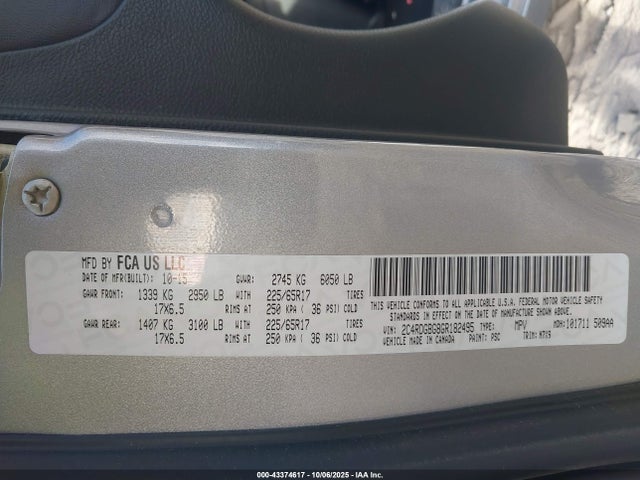 2016 Dodge Grand Caravan Se Plus მანქანა იყიდება აუქციონზე, vin: 2C4RDGBG8GR182495, აუქციონის ნომერი: 43374617