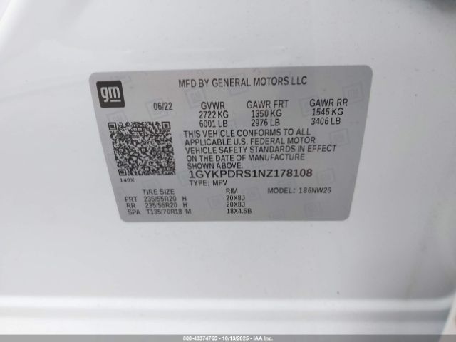 2022 CADILLAC XT6 1GYKPDRS1NZ178108 Photo 8