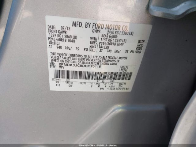 2013 FORD EDGE 2FMDK3JC8DBC70115 Photo 8