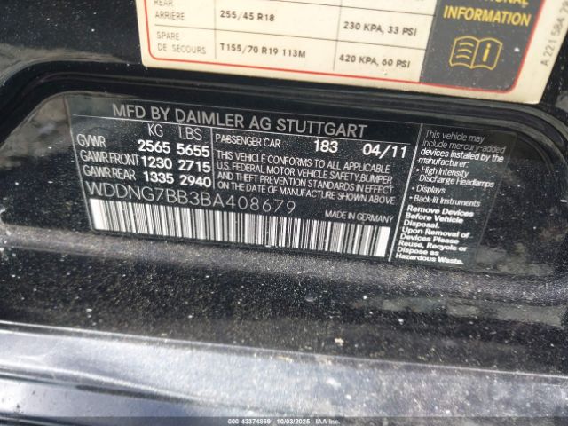 2011 MERCEDES-BENZ S 550 WDDNG7BB3BA408679 Photo 8