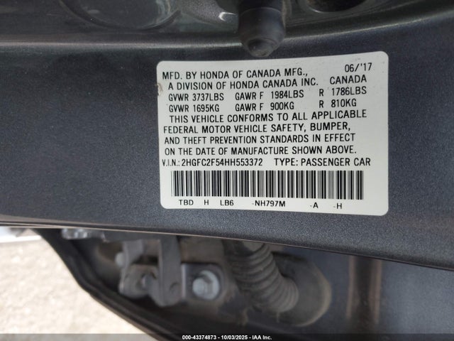 Honda k20c2 2017 2HGFC2F54HH553372 Image 9