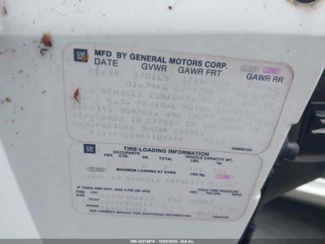 1989 CHEVROLET CORVETTE 1G1YY2184K5105389 Photo 8