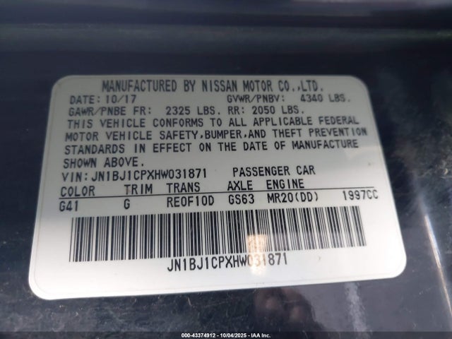 JN1BJ1CPXHW031871 Nissan Rogue Sport Sv