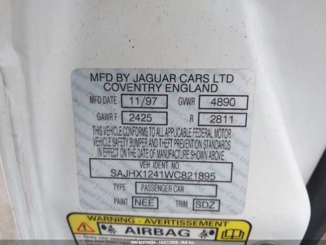 1998 JAGUAR XJ8 SAJHX1241WC821895 Photo 8