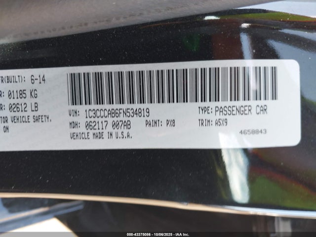 Продажа на аукционе авто 2015 Chrysler 200 Limited, vin: 1C3CCCAB6FN534819, номер лота: 43375086