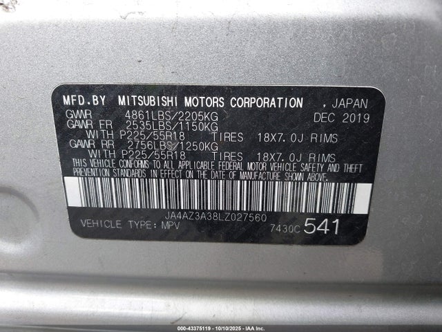 2020 MITSUBISHI OUTLANDER JA4AZ3A38LZ027560 Photo 8
