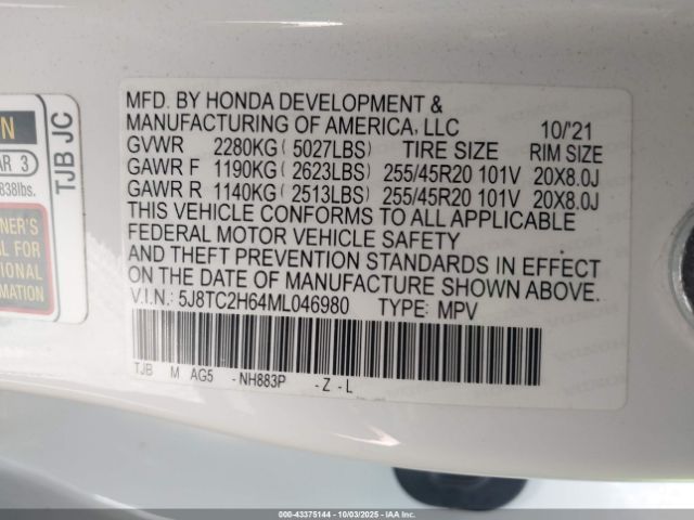 2021 ACURA RDX 5J8TC2H64ML046980 Photo 8