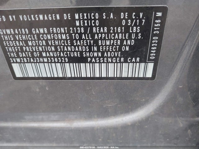 Volkswagen 1.4 tsi 2017 3VW2B7AJ3HM336329 Image 9