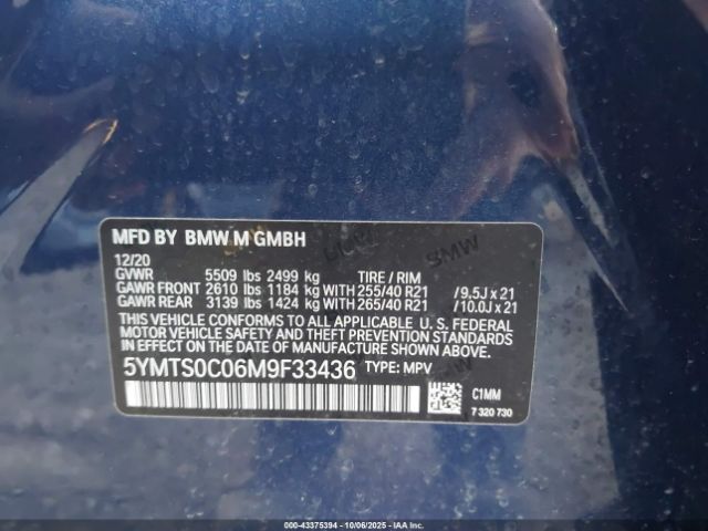 2021 BMW X3 M 5YMTS0C06M9F33436 Photo 8