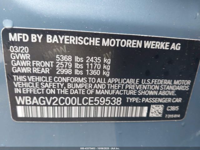 2020 BMW 840I GRAN COUPE WBAGV2C00LCE59538 Photo 8