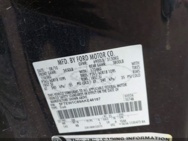 2010 FORD F-150 1FTEW1C89AKE48187 Photo 8