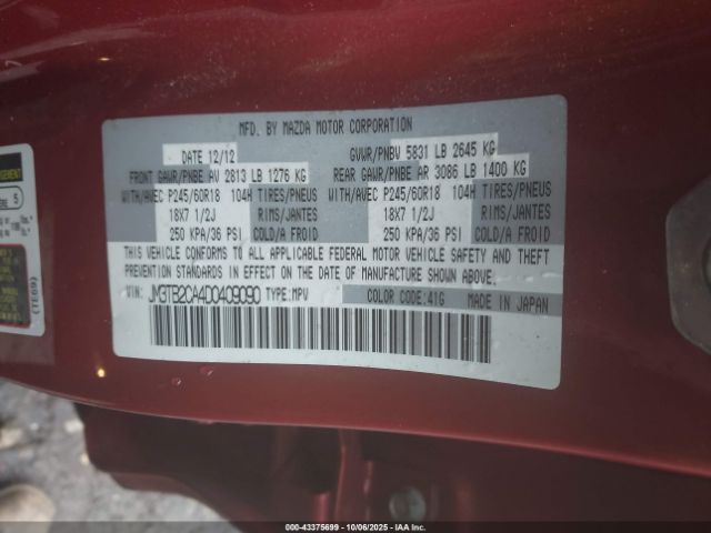 2013 MAZDA CX-9 JM3TB2CA4D0409090 Photo 8