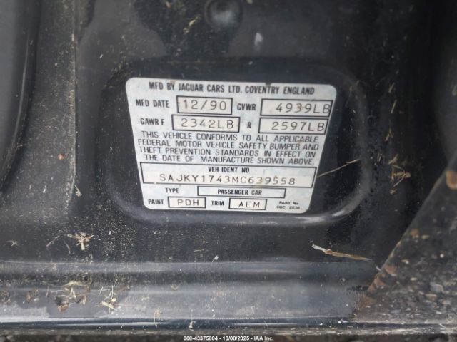 1991 JAGUAR XJ6 SAJKY1743MC639558 Photo 8