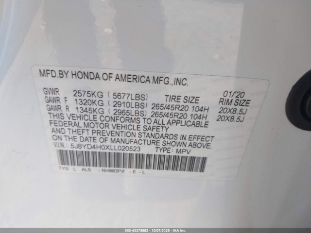 2020 ACURA MDX 5J8YD4H0XLL020523 Photo 8