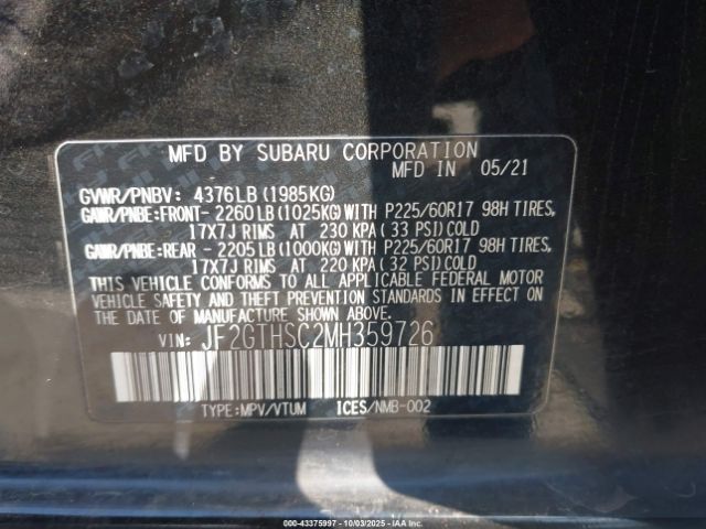 2021 SUBARU CROSSTREK JF2GTHSC2MH359726 Photo 8