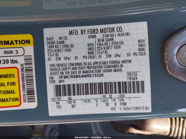 2022 FORD BRONCO SPORT 3FMCR9B64NRE15320 Photo 8