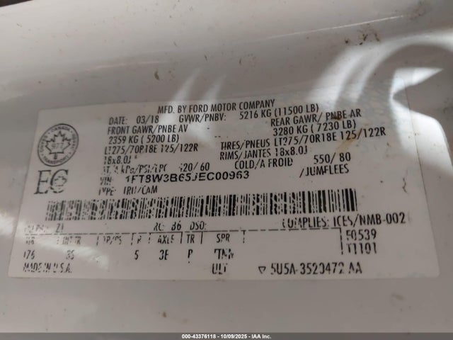 Ford F-350 Xlt 2018 1FT8W3B65JEC00963 Image 8