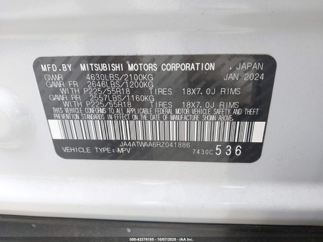 2024 MITSUBISHI ECLIPSE CROSS JA4ATWAA6RZ041886 Photo 8