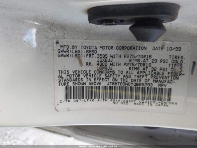 2000 LEXUS LX 470 JT6HT00W0Y0085293 Photo 8