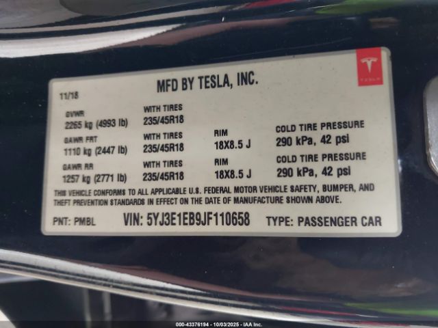 2018 TESLA MODEL 3 5YJ3E1EB9JF110658 Photo 8