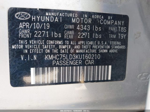 2019 HYUNDAI IONIQ PLUG-IN HYBRID KMHC75LD3KU160210 Photo 8