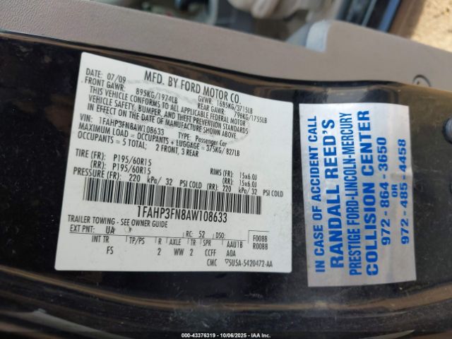 2010 FORD FOCUS 1FAHP3FN8AW108633 Photo 8