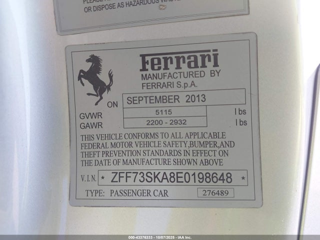2014 FERRARI FF ZFF73SKA8E0198648 Photo 8