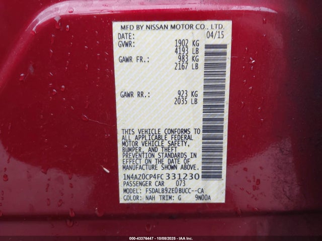 Nissan Leaf 2015 1N4AZ0CP4FC331230 Image 9