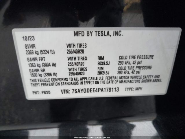 2023 TESLA MODEL Y 7SAYGDEE4PA178113 Photo 8