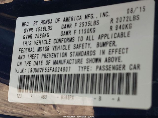 2015 ACURA TLX 19UUB2F55FA024907 Photo 8