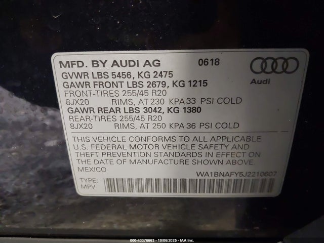 2018 AUDI Q5 WA1BNAFY5J2210607 Photo 8