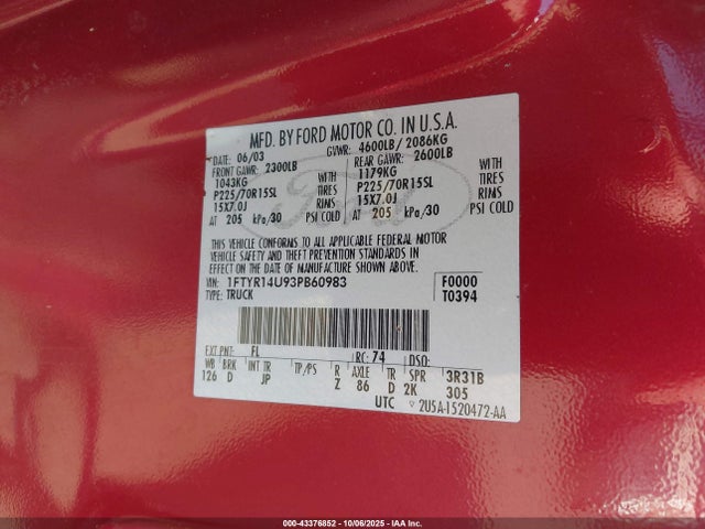 2003 FORD RANGER 1FTYR14U93PB60983 Photo 8