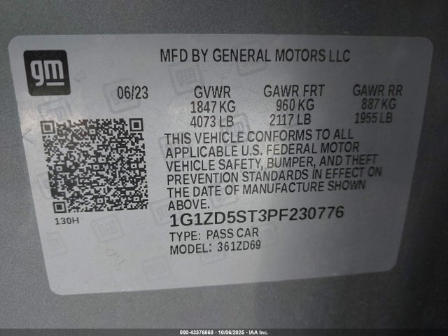 Chevrolet lfv 2023 1G1ZD5ST3PF230776 Image 9