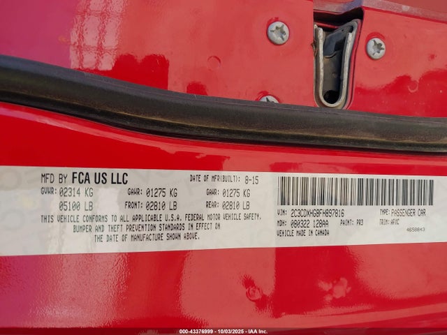 2C3CDXHG8FH897816 Dodge 2015