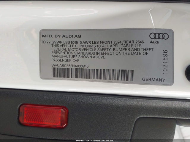 2022 AUDI A5 SPORTBACK WAUABCF52NA030845 Photo 8