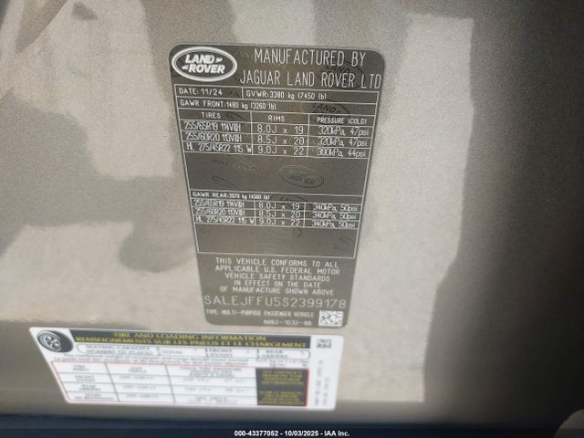 SALEJFFU5S2399178 Land Rover aj120