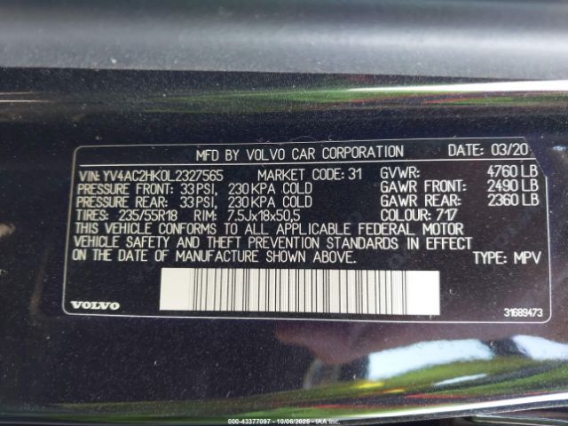 2020 VOLVO XC40 YV4AC2HK0L2327565 Photo 8