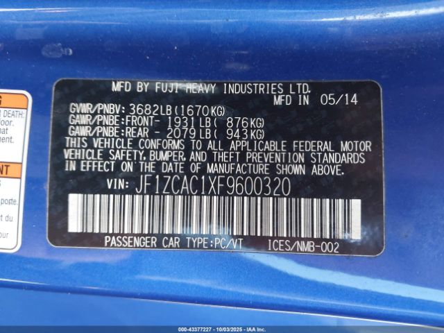 2015 SUBARU BRZ JF1ZCAC1XF9600320 Photo 8