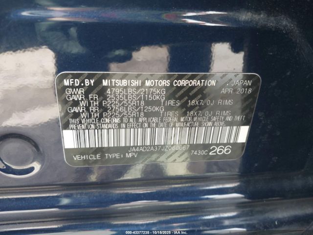 2018 MITSUBISHI OUTLANDER JA4AD2A37JZ060667 Photo 8