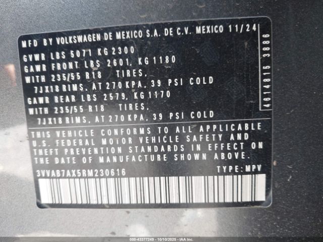 2024 VOLKSWAGEN TIGUAN 3VVAB7AX5RM230616 Photo 8