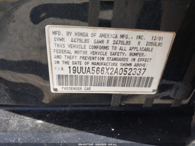 2002 ACURA TL 19UUA566X2A052337 Photo 8