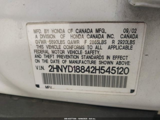 2002 ACURA MDX 2HNYD18842H545120 Photo 8