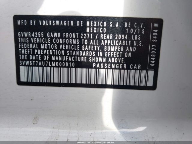 2020 VOLKSWAGEN GOLF GTI 3VW5T7AU7LM000910 Photo 8