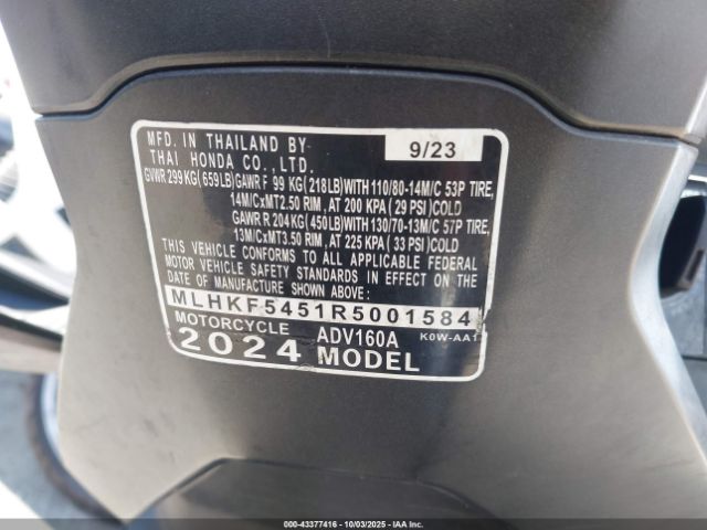 2024 HONDA ADV160 MLHKF5451R5001584 Photo 9
