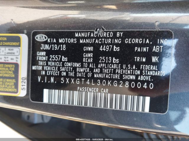 2019 KIA OPTIMA 5XXGT4L30KG280040 Photo 8