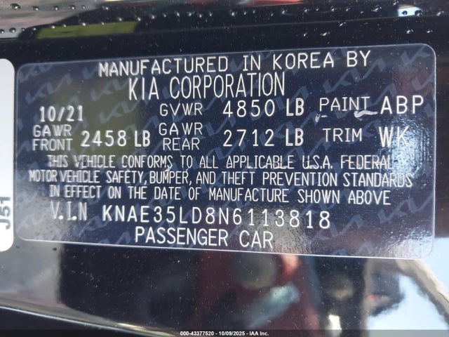 2022 KIA STINGER KNAE35LD8N6113818 Photo 8