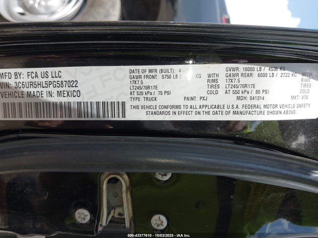 3C6UR5HL5PG587022 RAM 2023
