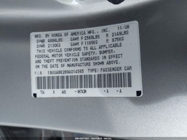 2009 ACURA TL 19UUA86289A014565 Photo 8